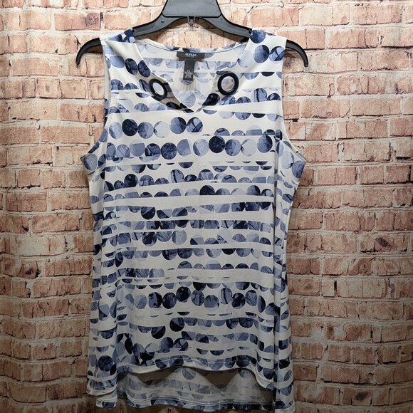Alfani Blue and White Sleeveless Top Size Petite Large - Picture 1 of 10
